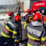 Exercitiu complex de interventie pe drumuri organizat de pompierii din Mehedinti
