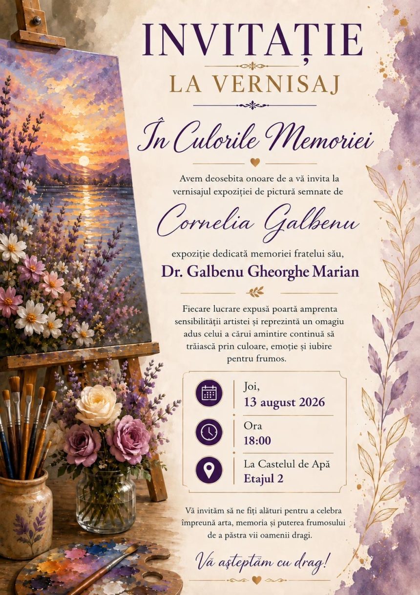 Culoarea transforma in amintire iar arta devine omagiu Expoziie in memoria Dr Gheorghe Marian Galbenu la 10 ani de la disparitia sa