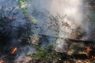 Incendiul din Podeni continuă a patra zi. Elicopter solicitat pentru stingere