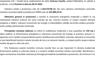 Reabilitare moderată a Căminului Cultural din Izvoralu de Jos, Livezile, Mehedinți