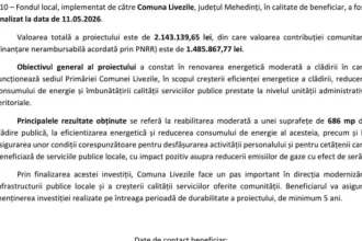 Reabilitare sediu Primărie Livezile, Mehedinți – proiect C10-I3-2244